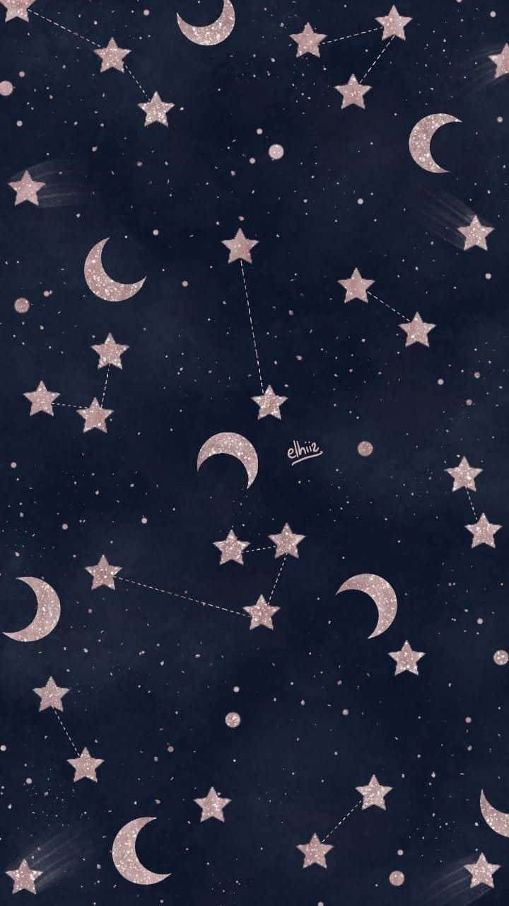 Illuminate Your Life With A Dazzling Moon And Stars Phone Wallpaper