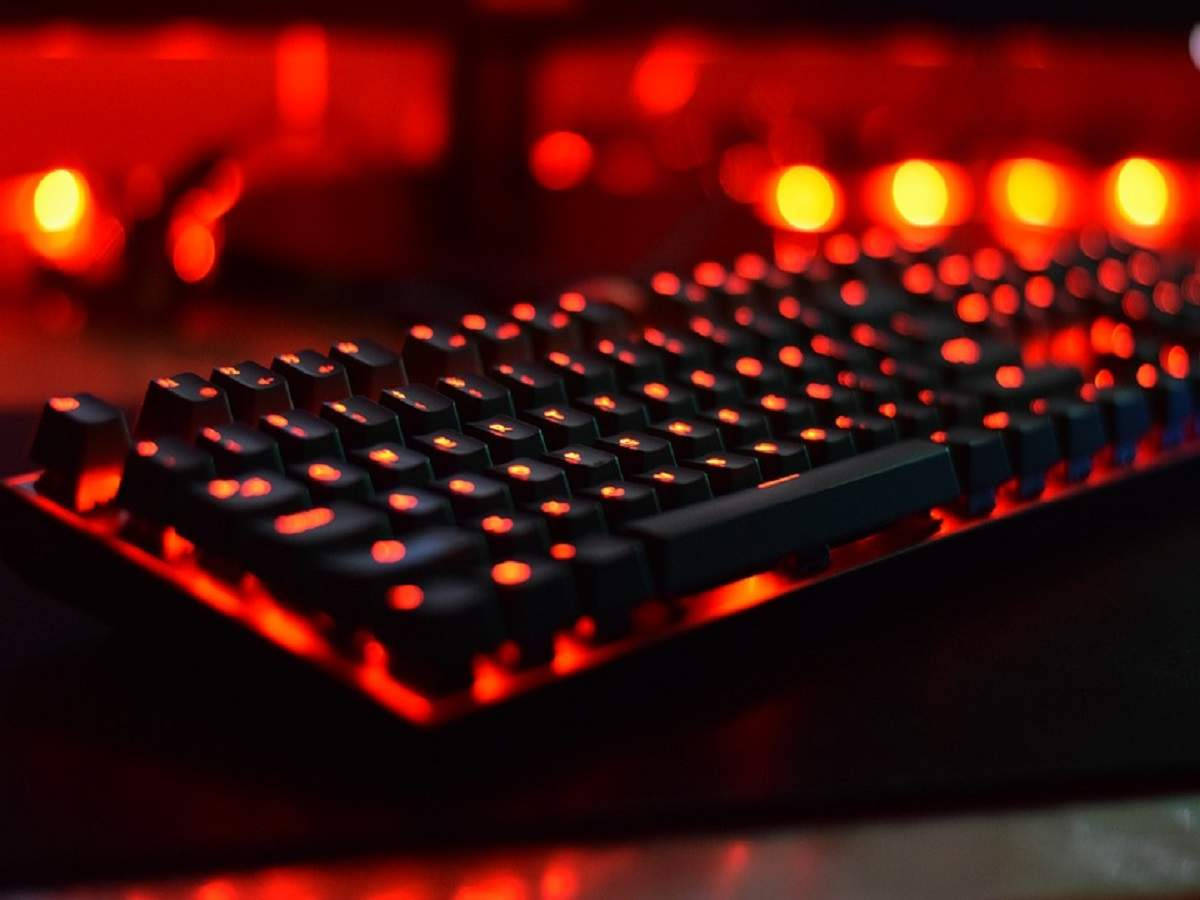 Illuminated Red And Black Computer Keyboard Wallpaper