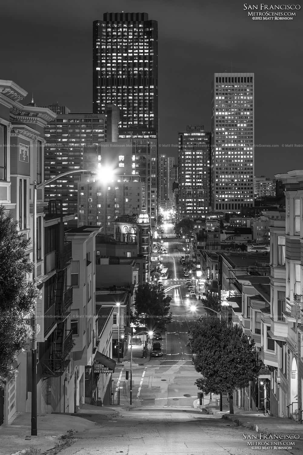 Image San Francisco Cityscape From Twin Peaks In Black And White Wallpaper