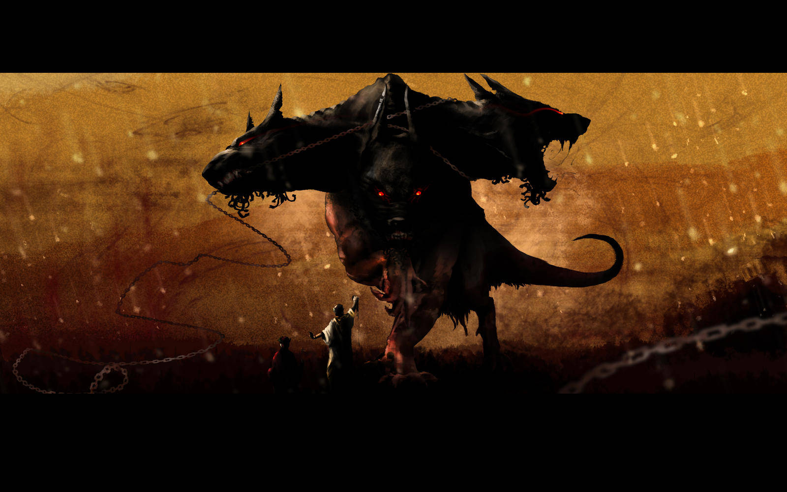 Imposing, Dark Silhouette Of Cerberus Wallpaper