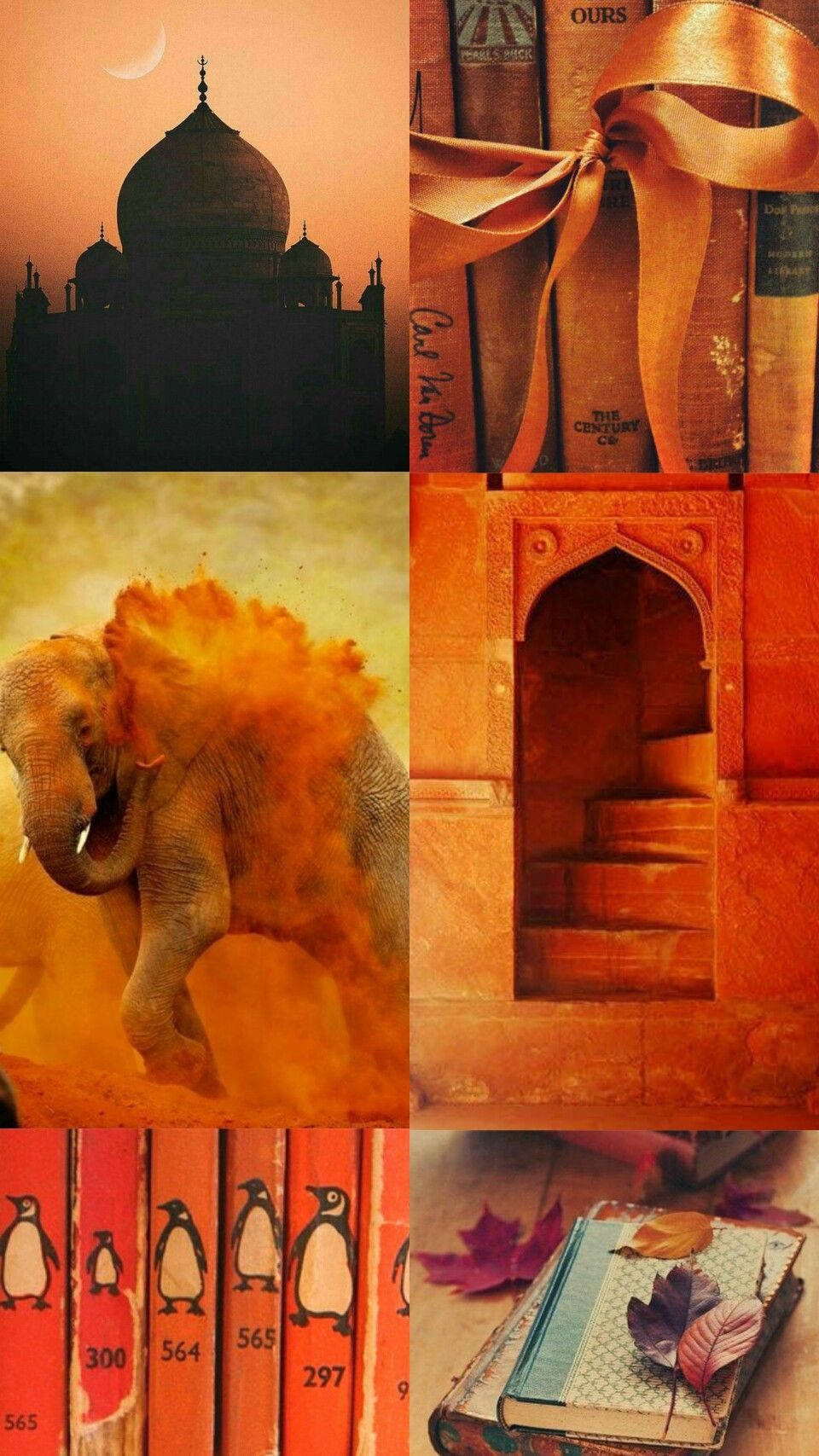 Indian Aesthetic Orange Collage Wallpaper