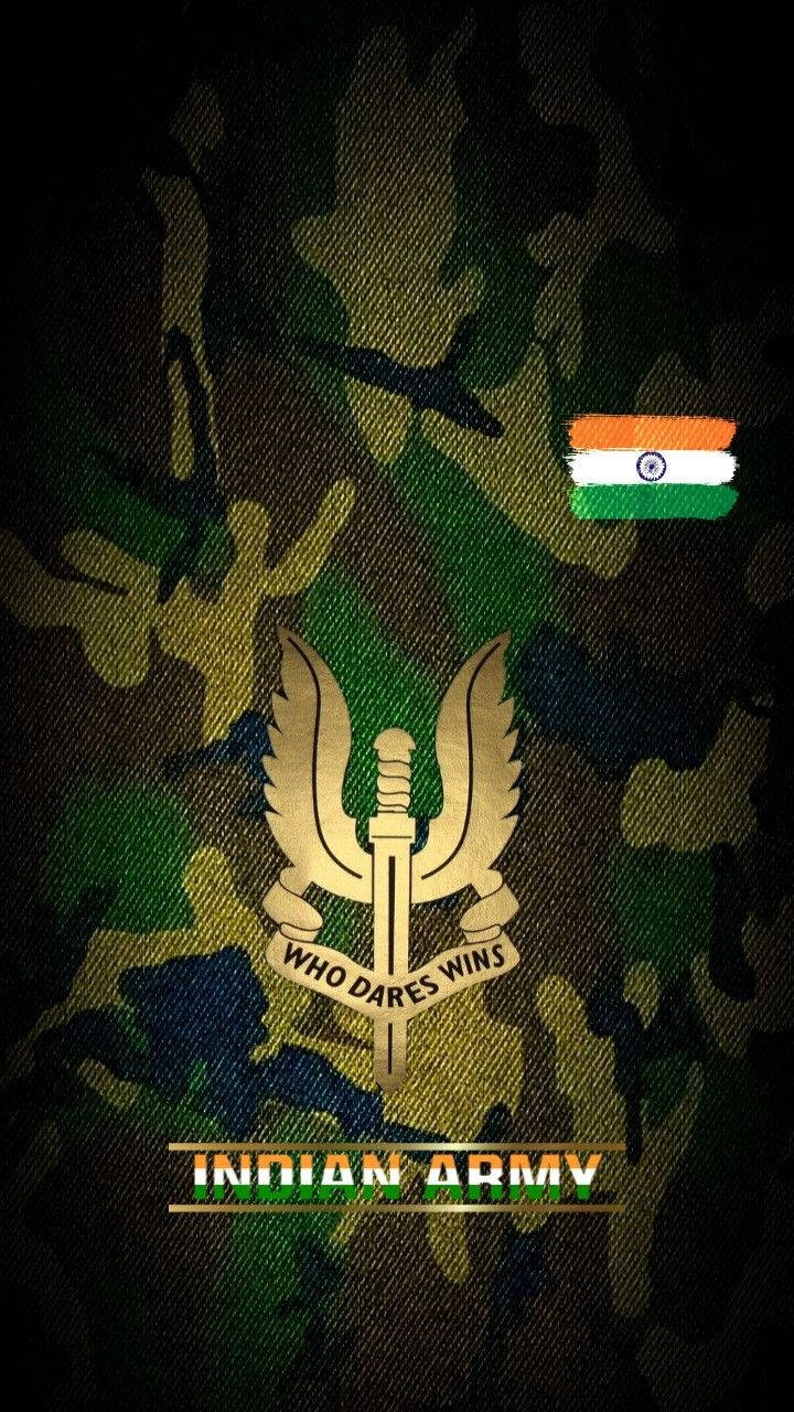 Indian Army Logo Camouflage Background Wallpaper