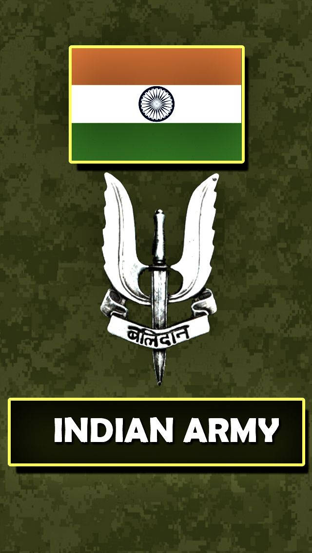 Indian Army Logo On A Pixelated Camouflage Background Wallpaper
