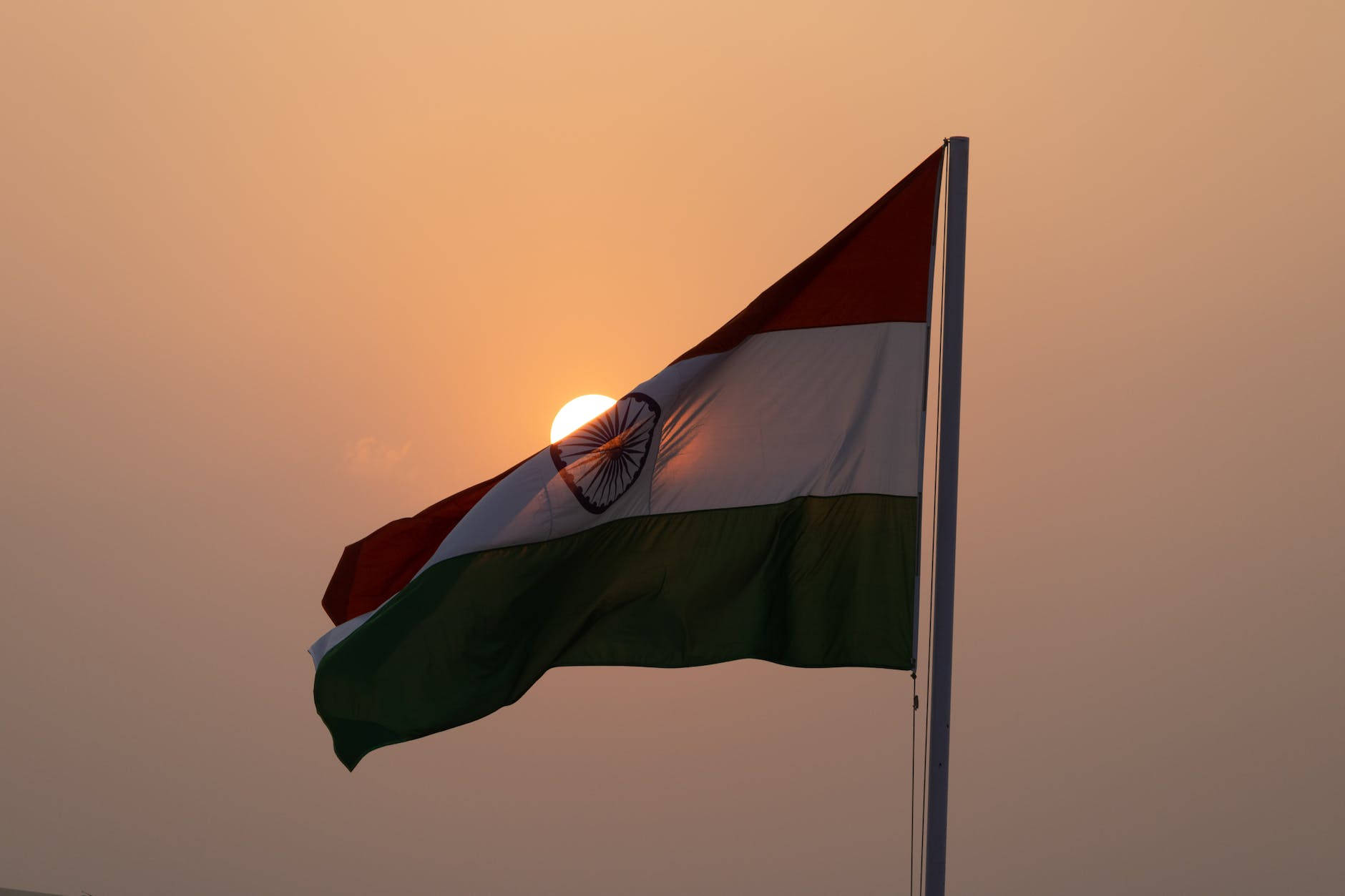 Indian Flag Hd Against Sunset Wallpaper
