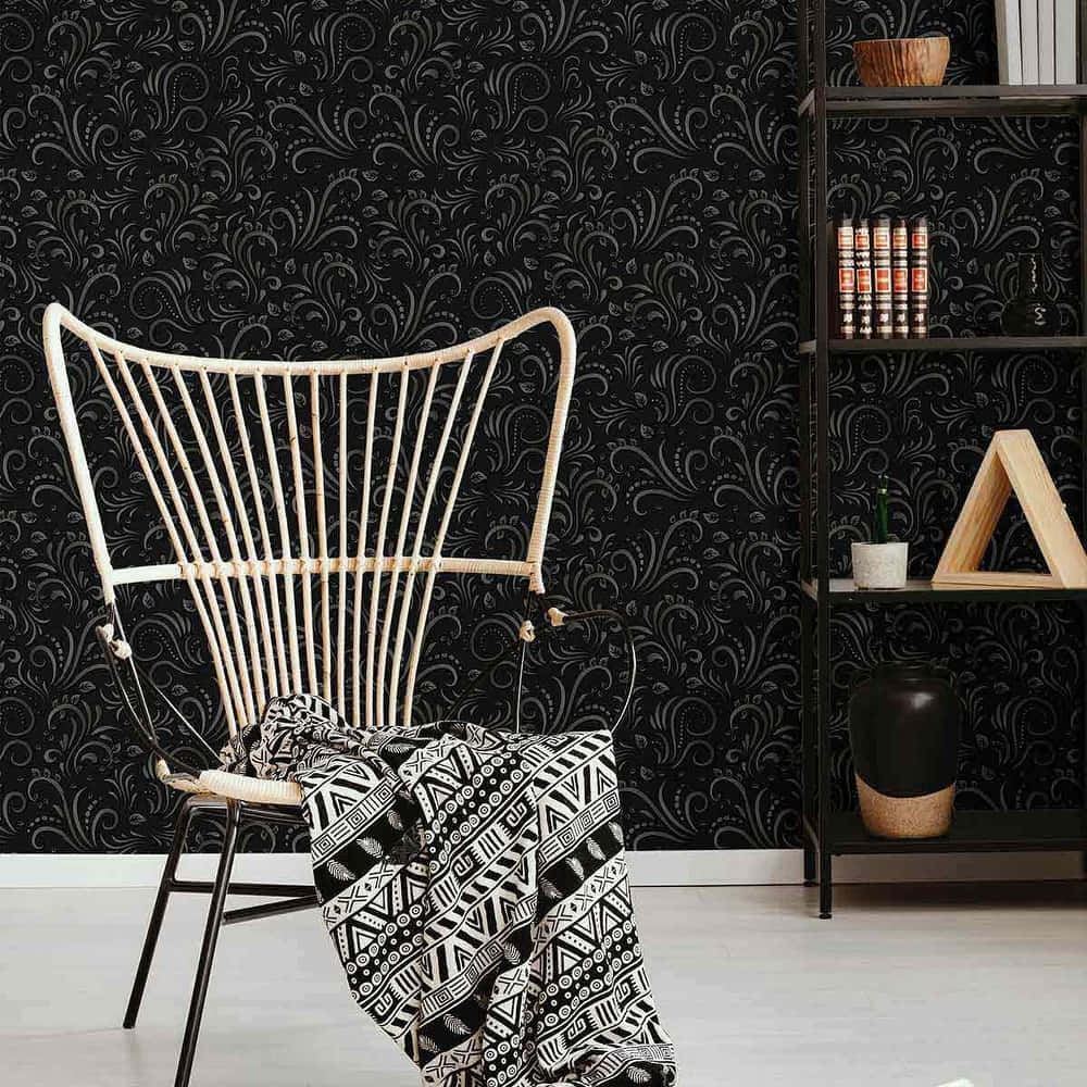 Indoor White Wooden Wingback Chair Wallpaper