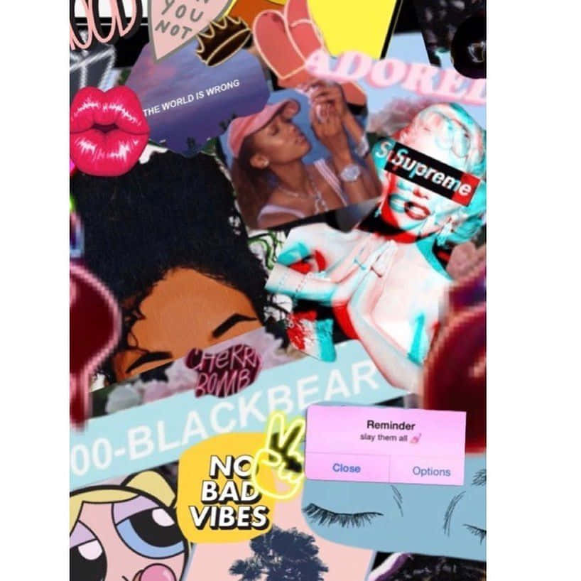 Insta Baddie Art Collage Wallpaper