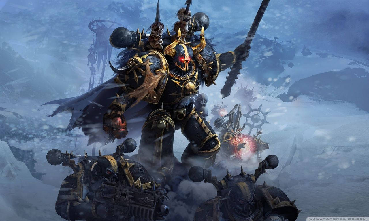 Intense Battle Scene Featuring Firaeveus Carron In Warhammer 40000: Dawn Of War Wallpaper