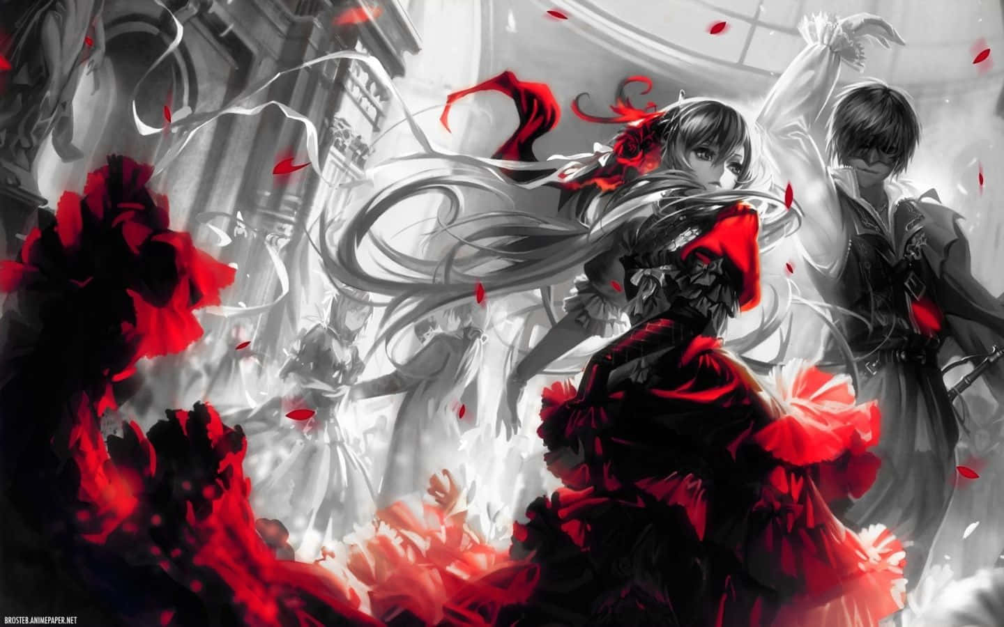 Intriguing Red And Black Anime Art Wallpaper