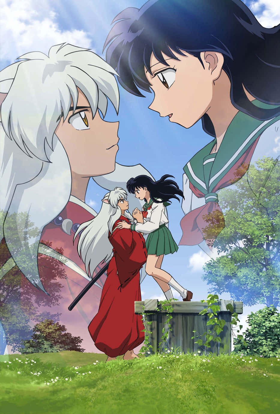 Inuyasha With Girlfriend Kagome Phone Wallpaper