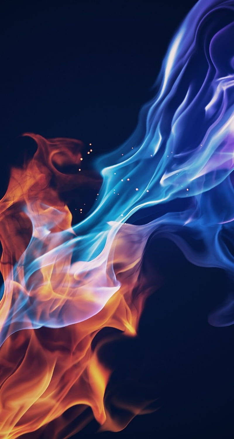 Iphone Orange Meets Blue Fire Wallpaper