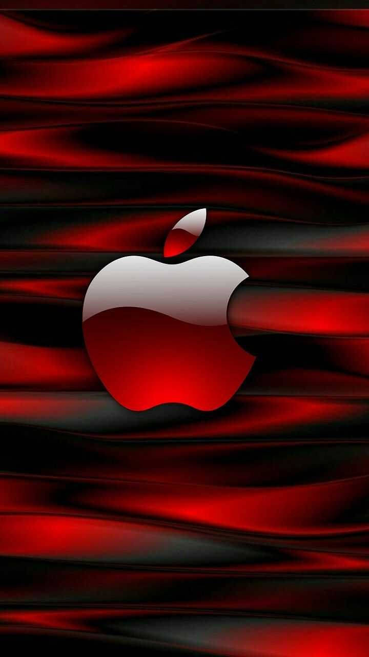 Iphone Stock Red And Black Apple Logo Wallpaper