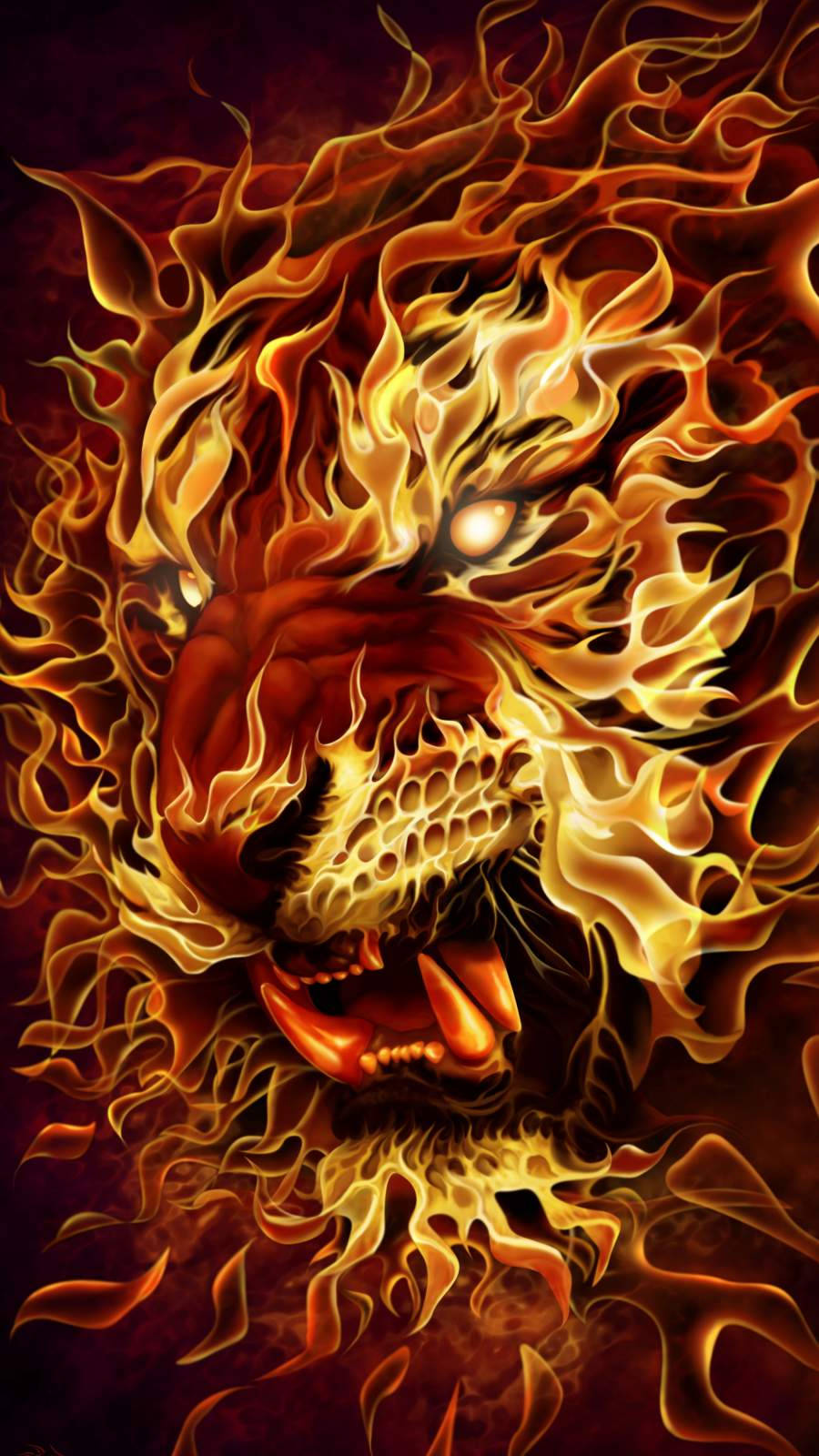 Iphone Tiger Angry Fire Wallpaper