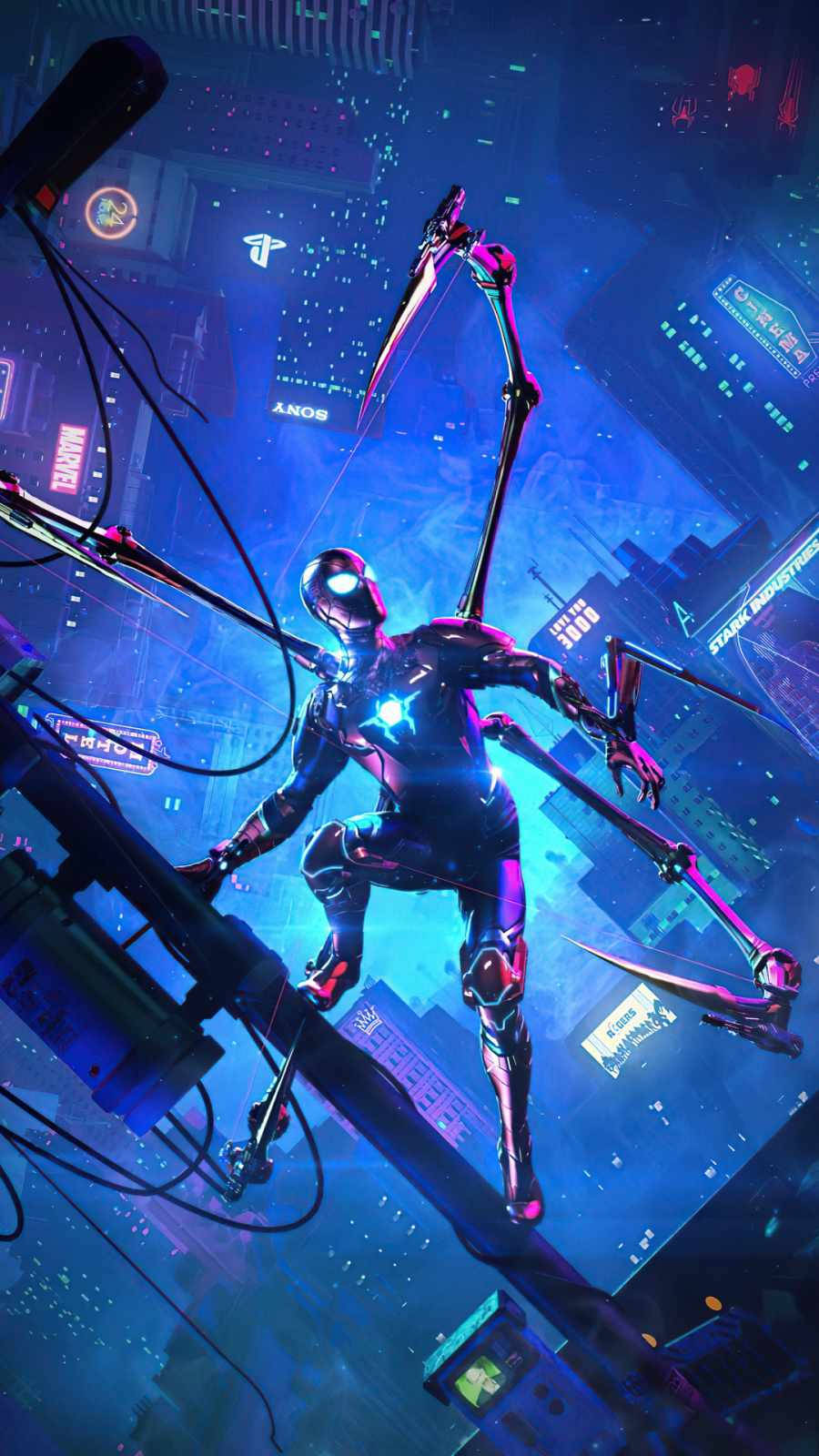 Iron Spiderman Armor Cyberpunk Iphone X Wallpaper