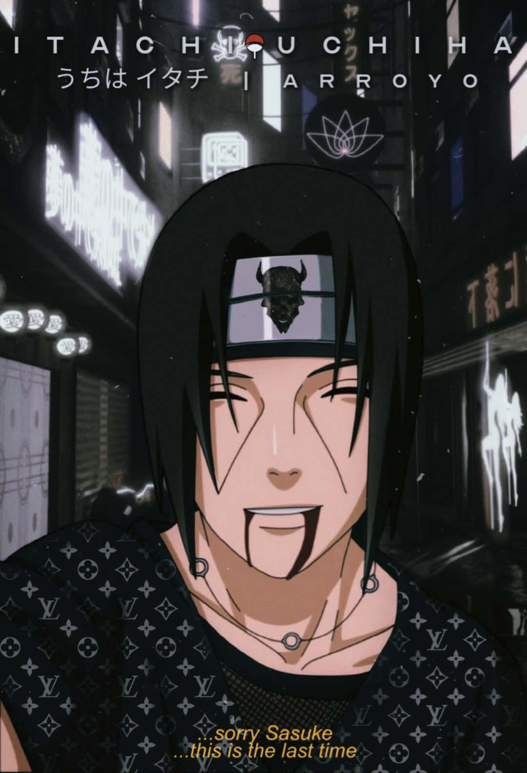 Itachi Aesthetic Blood Coming Out From Mouth While Apologizing To Sasuke Wallpaper