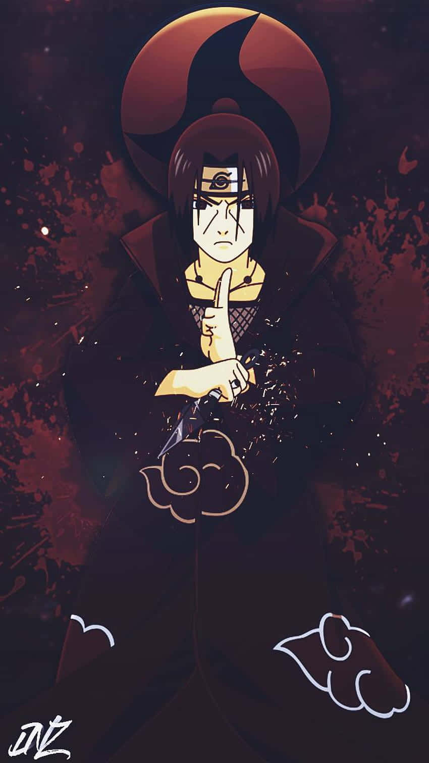 Itachi Mangekyou Sharingan Red Paint Splatter Wallpaper