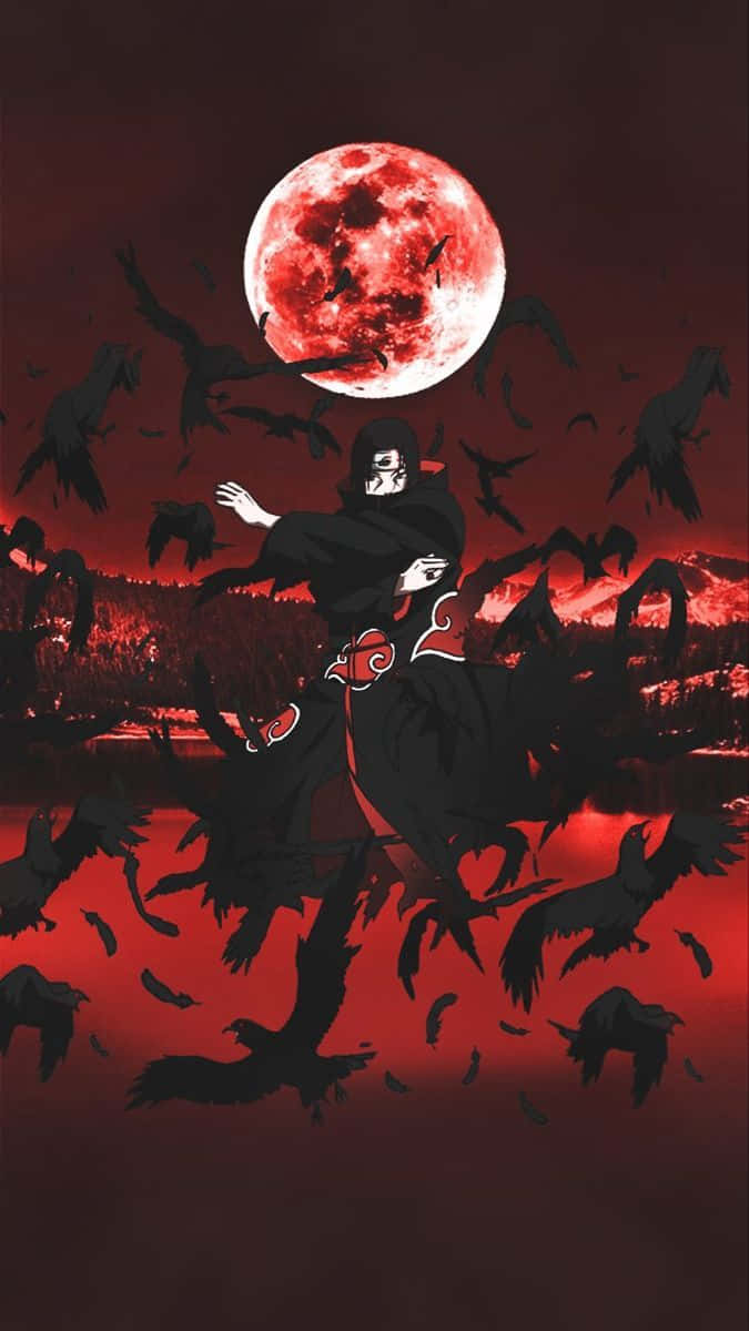 Itachi Red Moon Crows Wallpaper