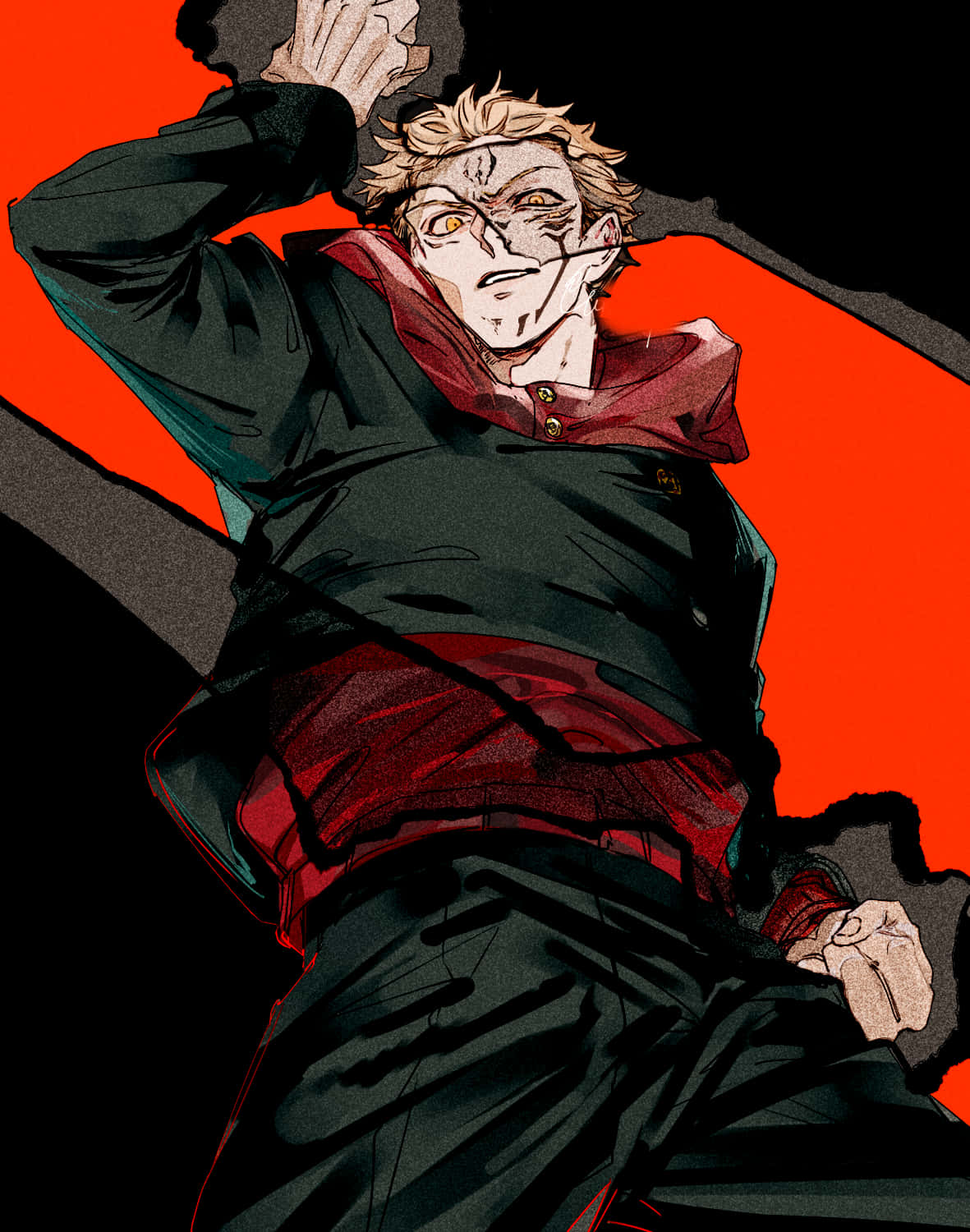 Itadori Yuji Fiery Red Firce Wallpaper