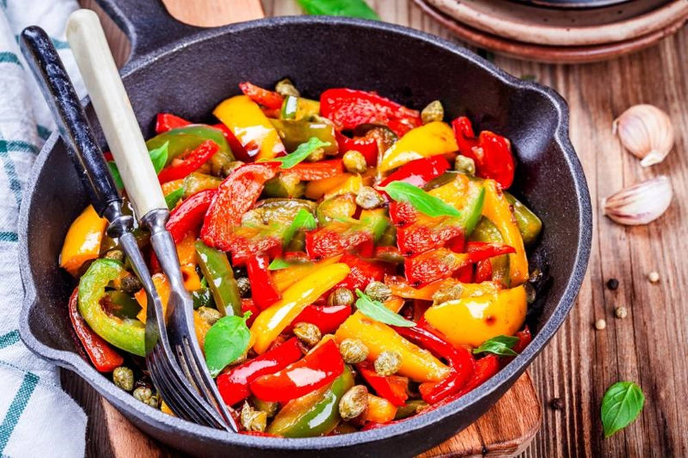 Italian Lecho Dish Bell Pepper Fruits Wallpaper