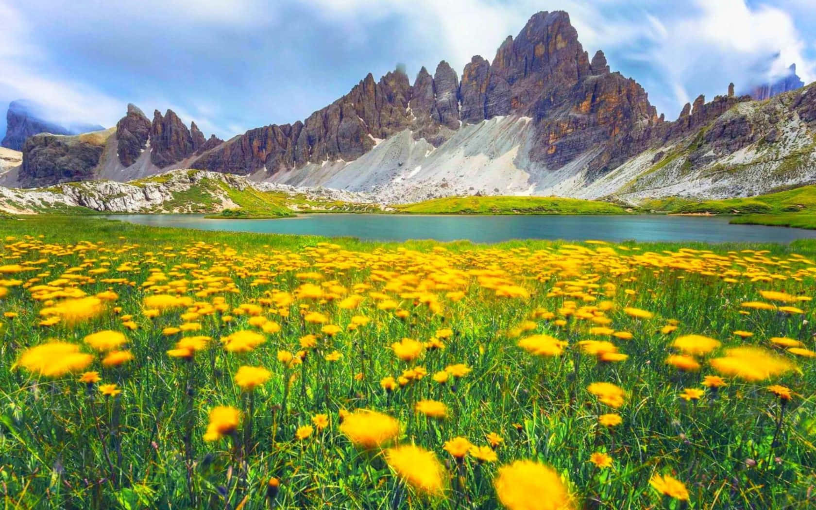 Italy Dolomite Mountains In Countryside Wallpaper