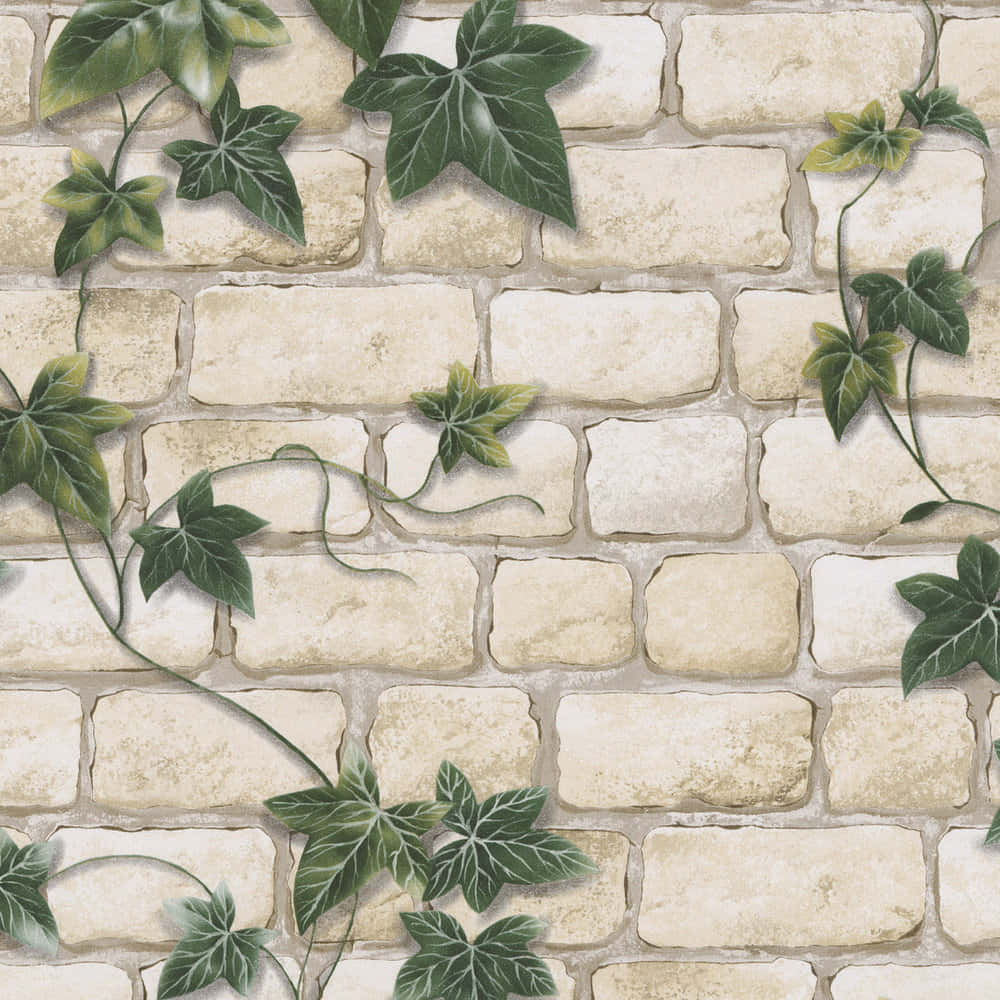Ivy Vines Climbing Stone Wall Wallpaper