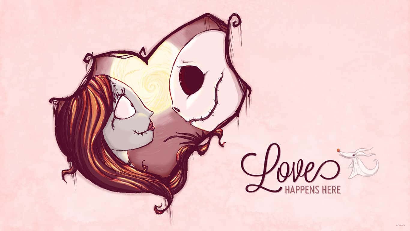 Jack And Sally Cute Valentines Digital Illustration Wallpaper