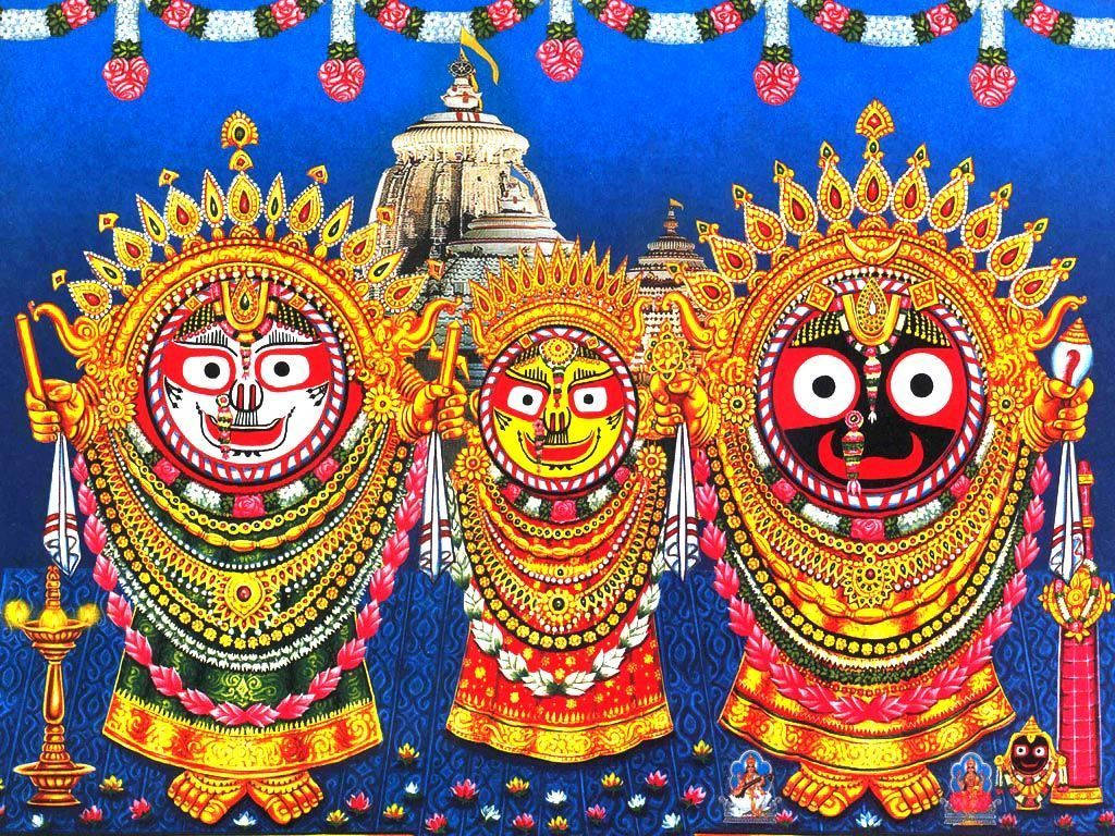Jagannath Wearing Gold Ornate Headdress Wallpaper