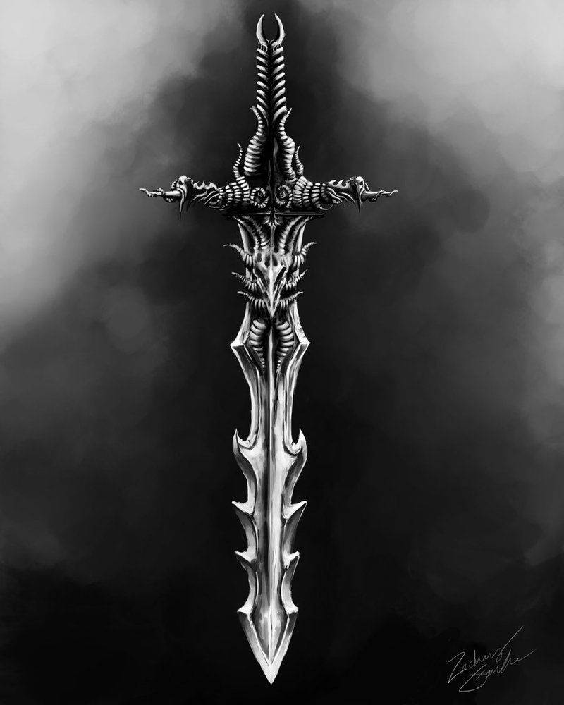 Jagged Sword In Black Gradient Background Wallpaper