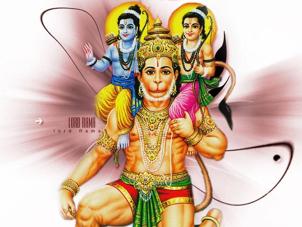 Jai Shri Ram Hanuman Carrying Rama And Lakshmana Wallpaper