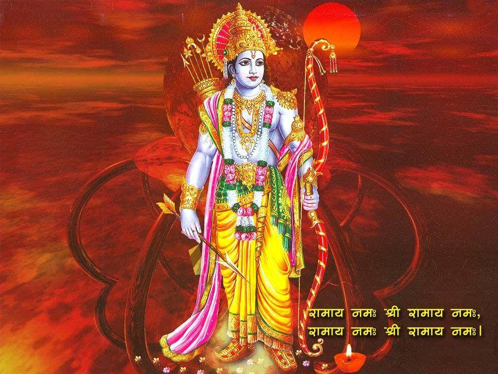 Jai Shri Ram Rama In Red Wasteland Wallpaper