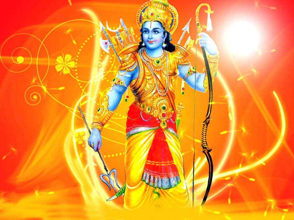 Jai Shri Ram Rama With Orange Lines Wallpaper