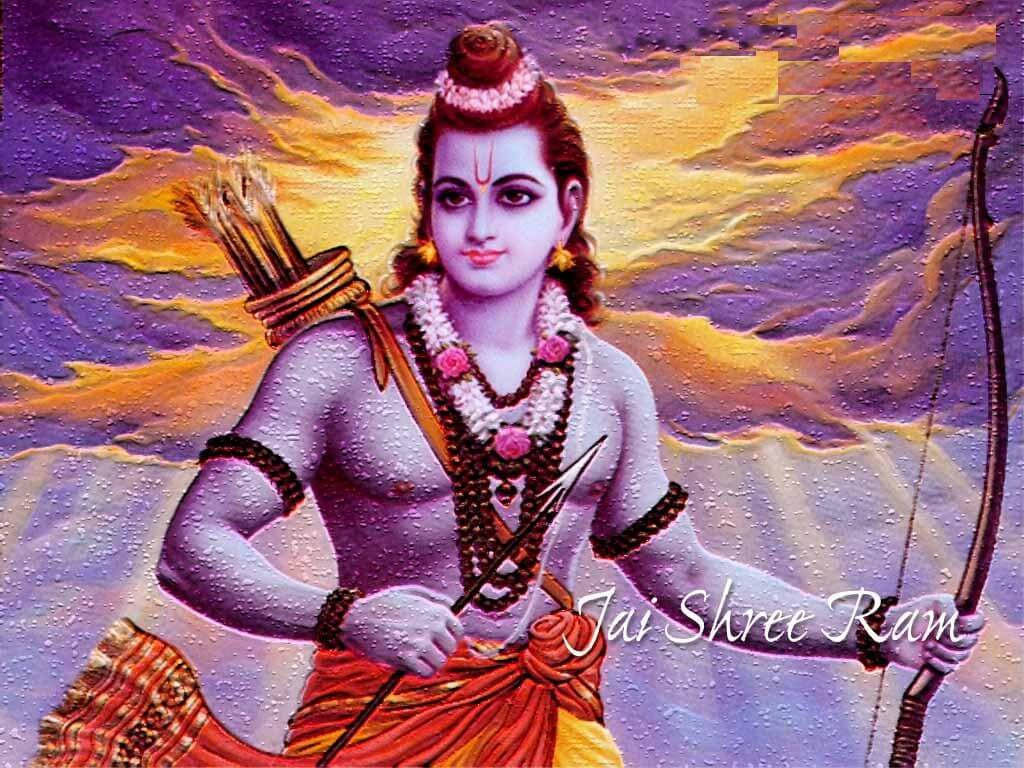 Jai Shri Ram Rama With Sun From Clouds Wallpaper