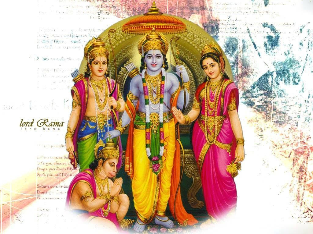 Jai Shri Ram Ramayana Characters On Faded Page Wallpaper