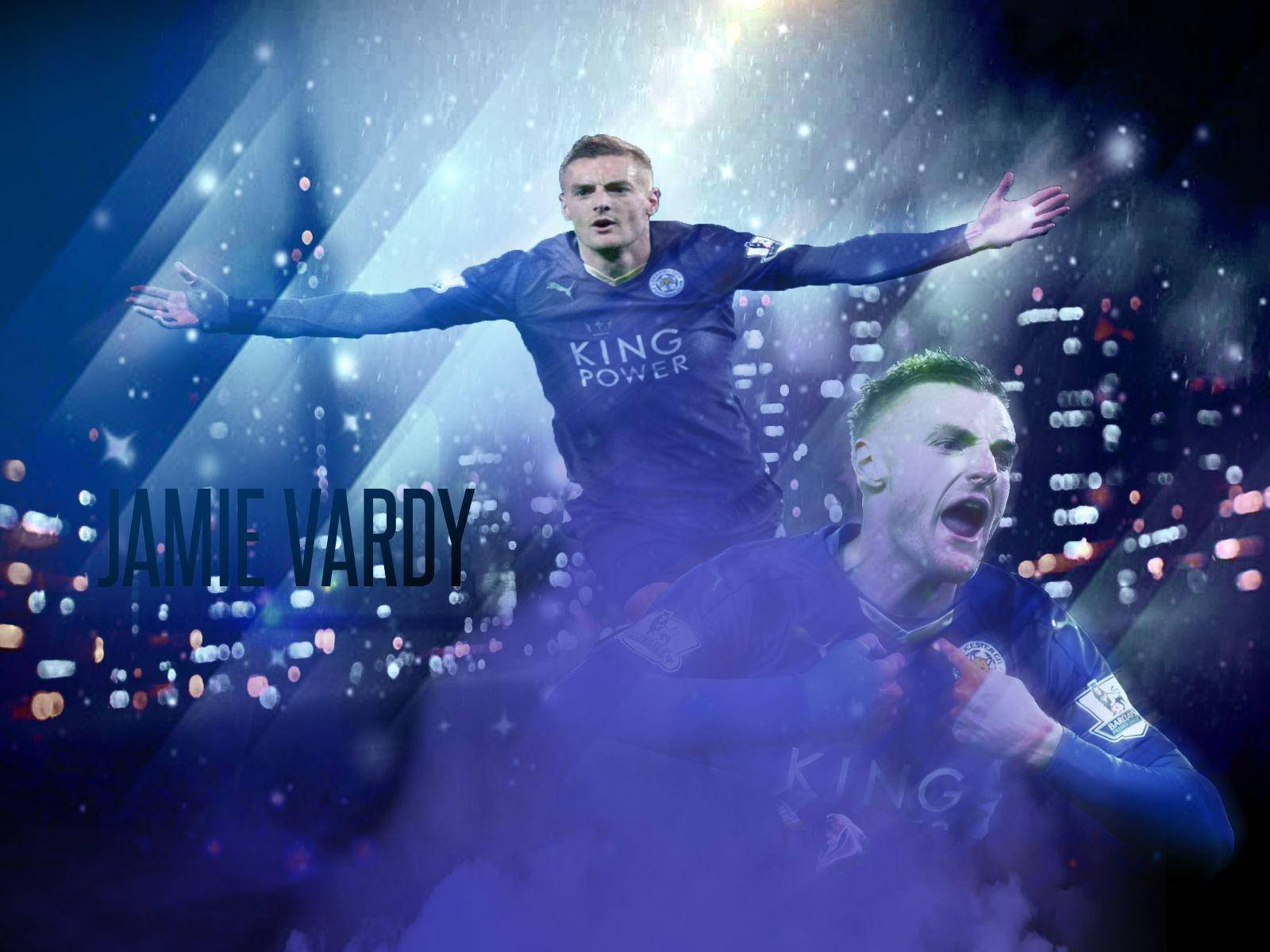 Jamie Vardy Blue Aesthetic Background Wallpaper