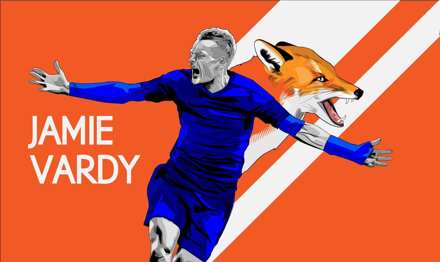 Jamie Vardy Fox Orange Background Wallpaper