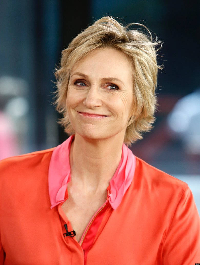 Jane Lynch Author Actor Comedian Orange Shirt Wallpaper