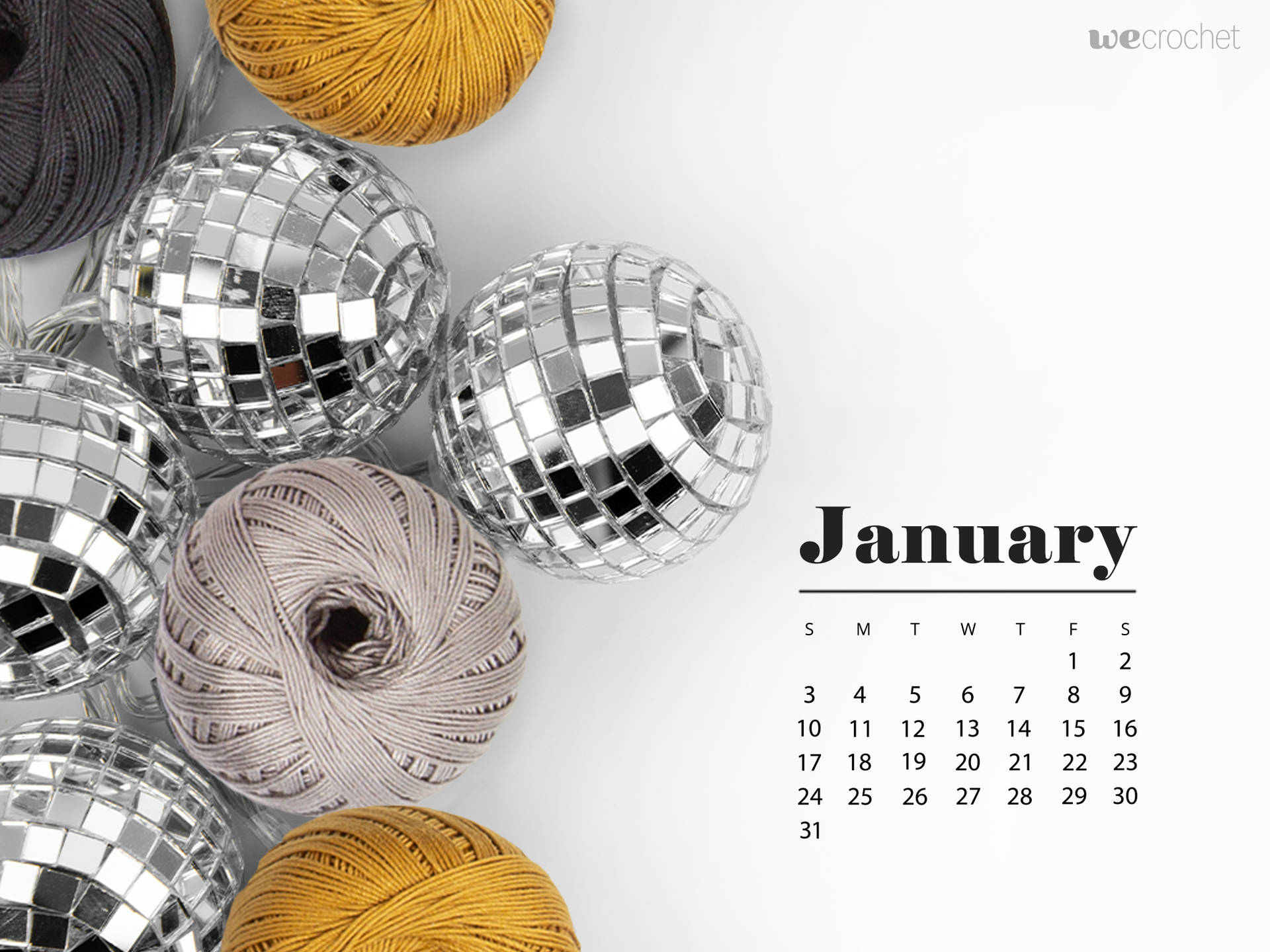 January 2019 Calendar With Yarn Balls Wallpaper