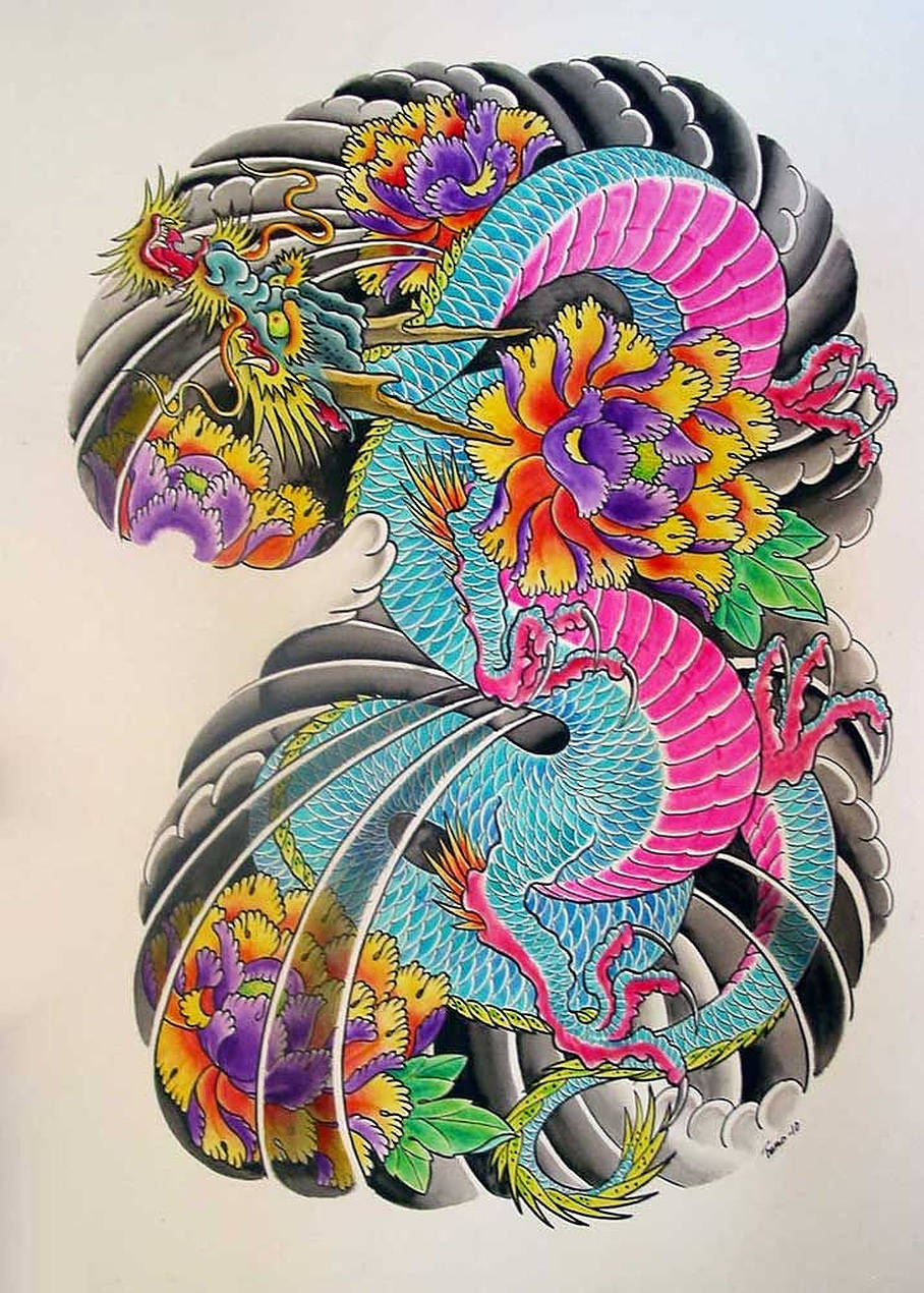 Japanese Dragon Tattoo Abstract Wallpaper