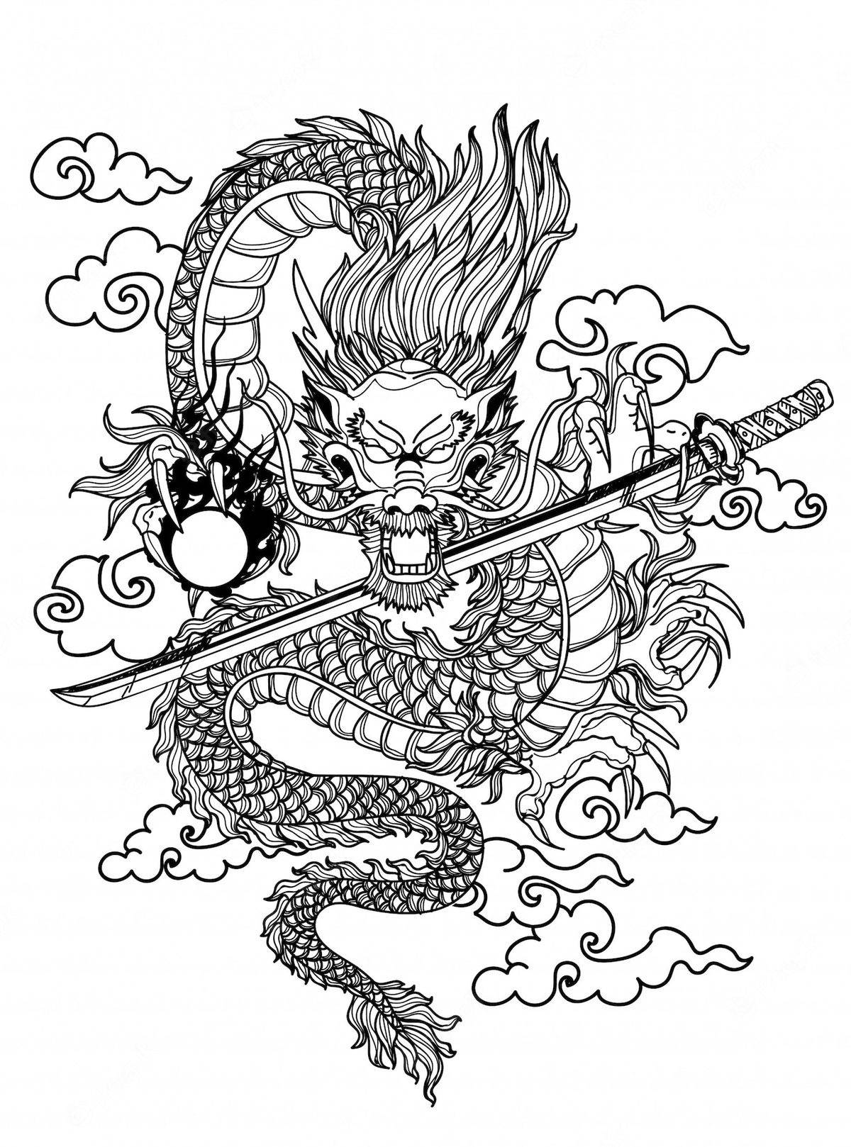 Japanese Dragon Tattoo Illustration Wallpaper