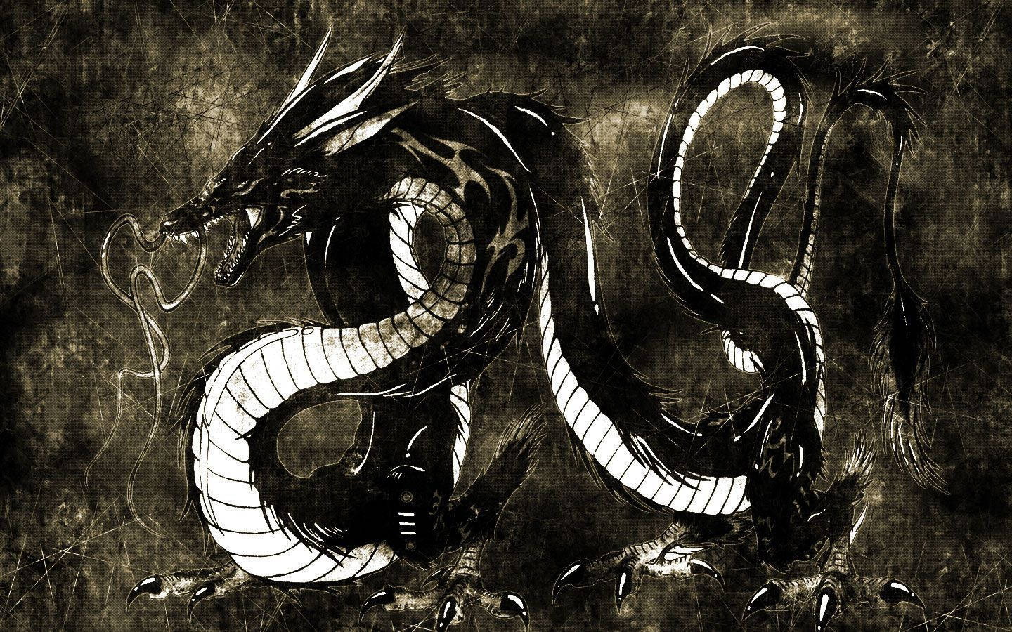 Japanese Dragon With Black Scales Wallpaper