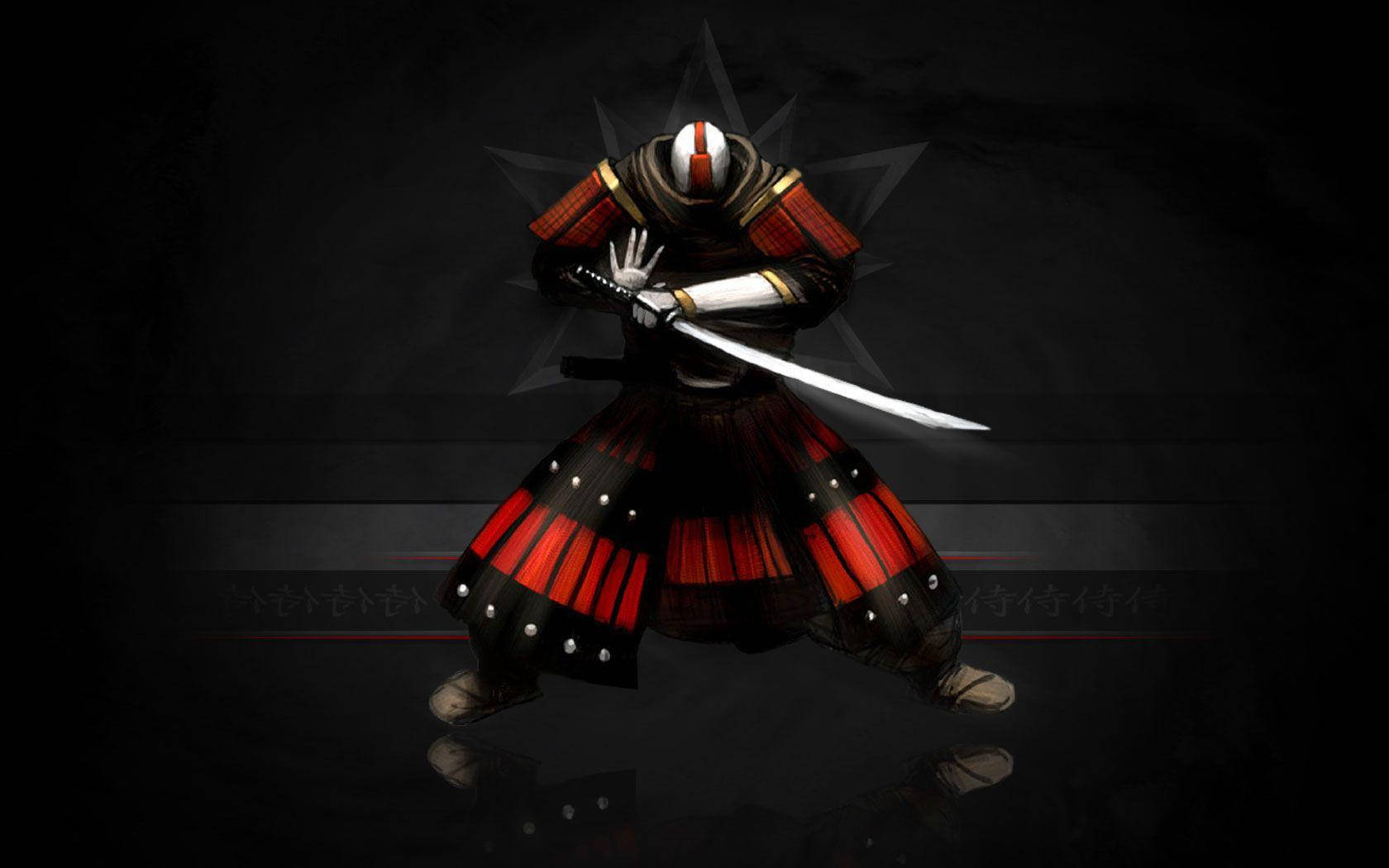 Japanese Samurai Dark Background Wallpaper