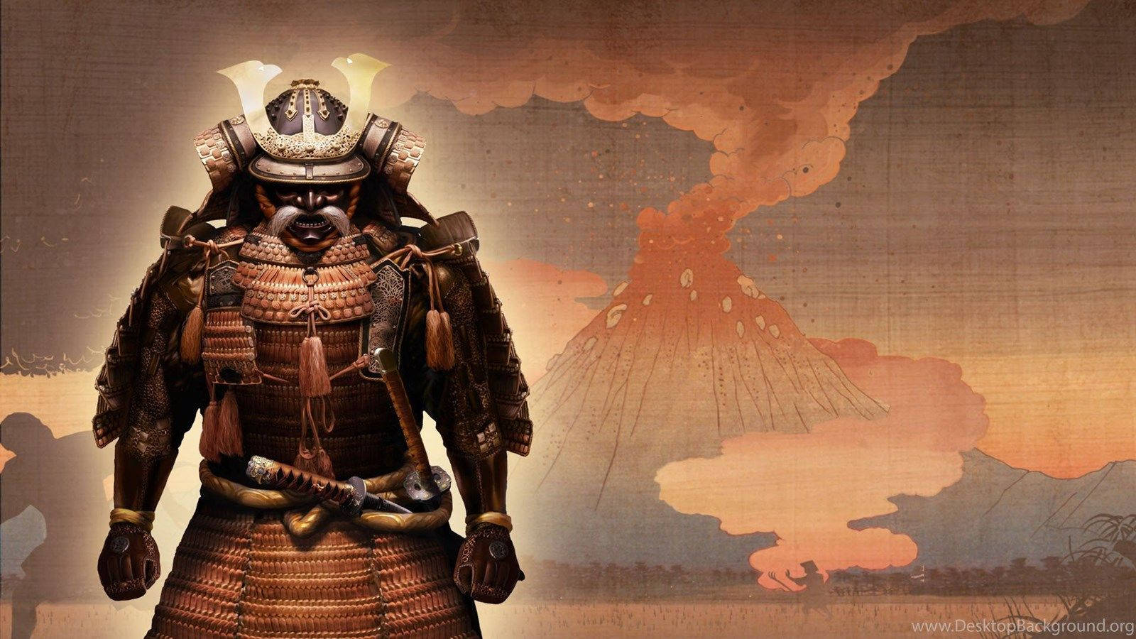 Japanese Samurai Volcano Wallpaper