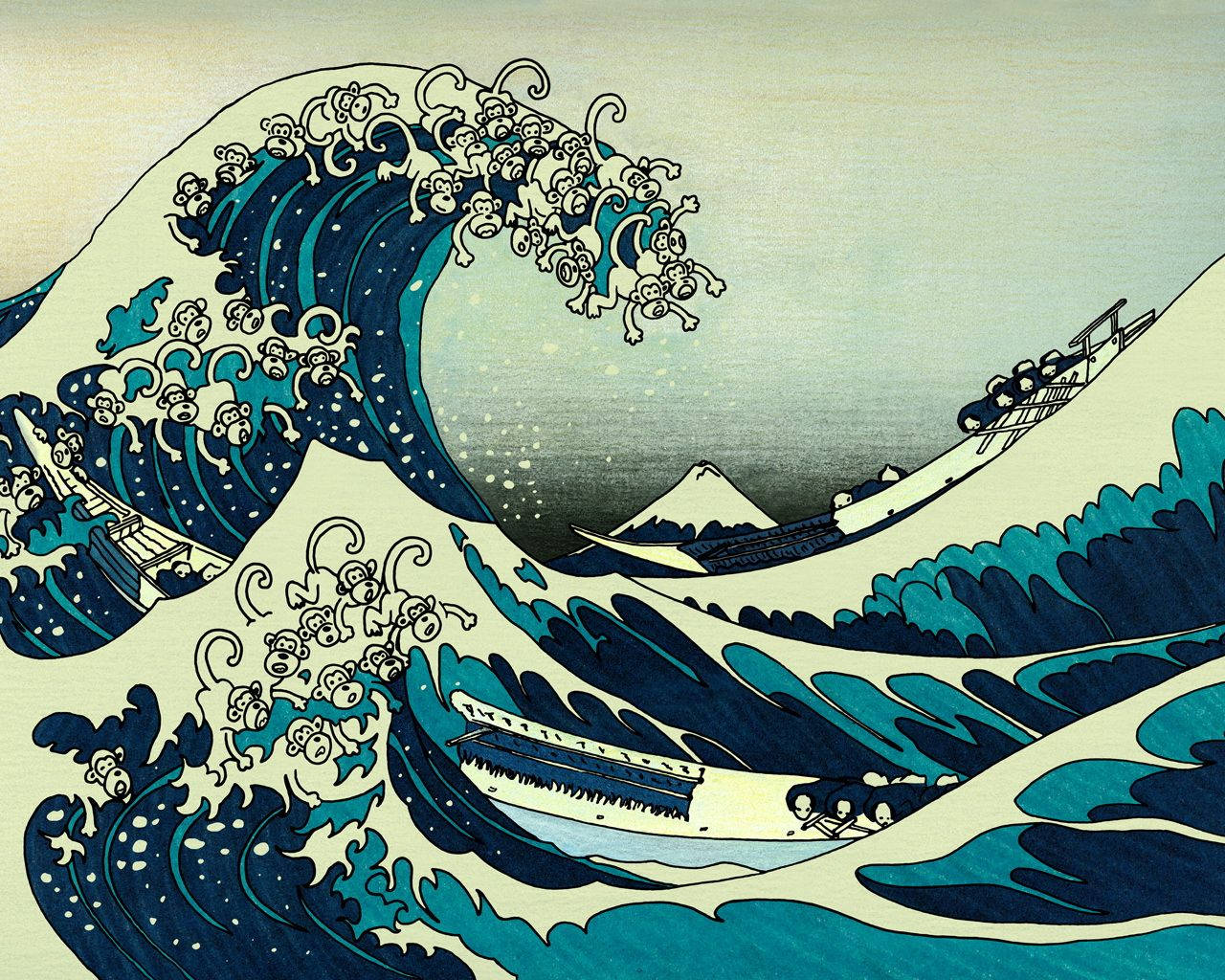 Japanese Waves Meme Wallpaper