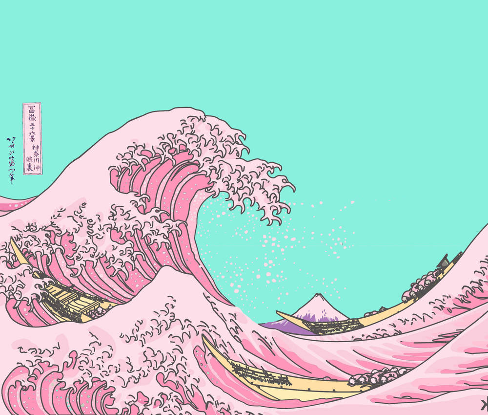 Japanese Waves Pastel Aesthetic Wallpaper