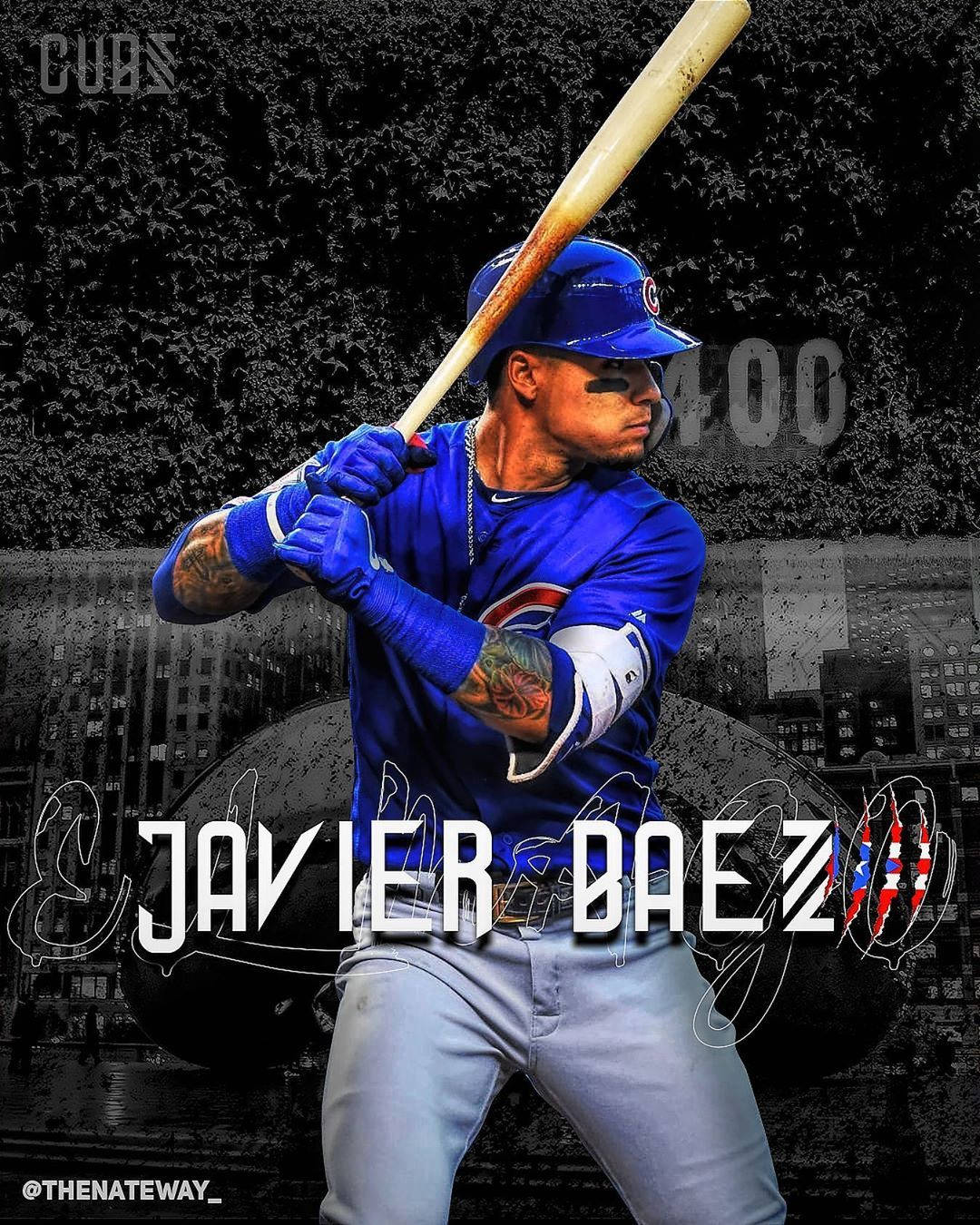 Javier Baez Cool Pose Baseball Bat Wallpaper