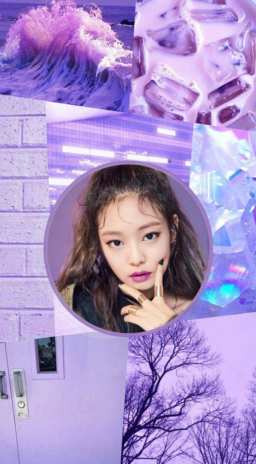 Jennie Kim Purple Aesthetics Collage Wallpaper