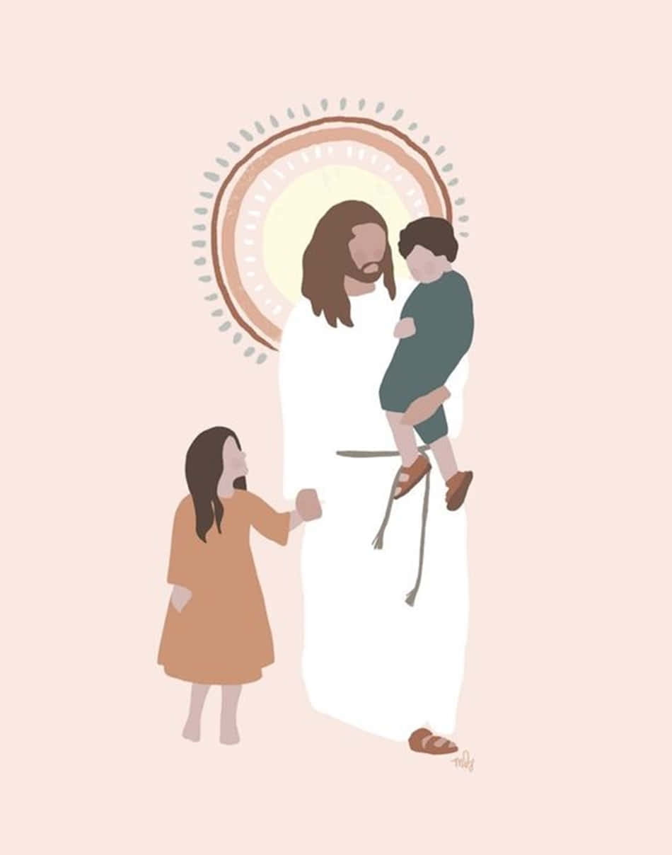Jesus With Children And A Baby Wallpaper