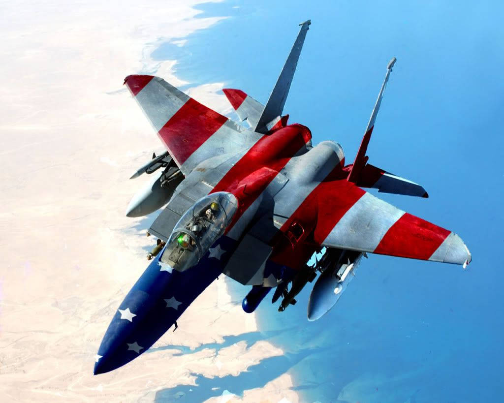 Jet With American Flag Colours Wallpaper