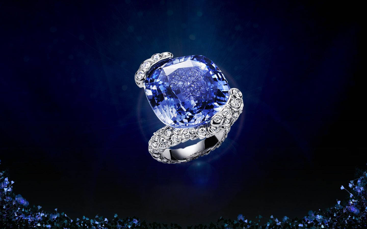 Jewelry Ring With Blue Diamond Wallpaper