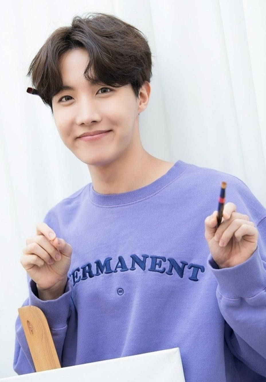 Jhope Cute Smile While Painting Wallpaper
