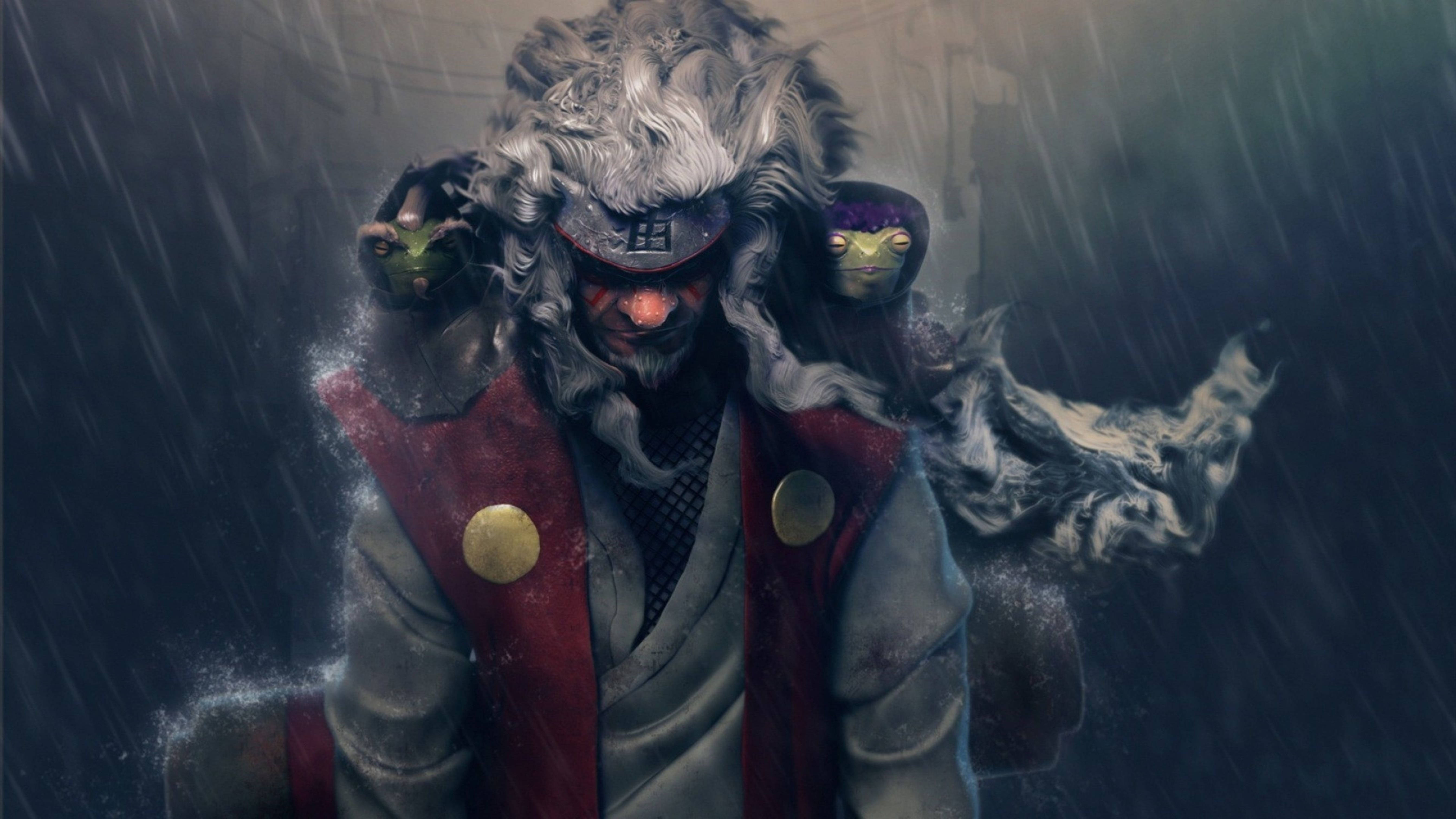 Jiraiya In Rain 4k Pfp Wallpaper